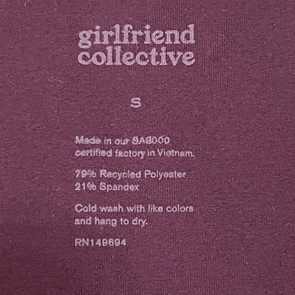 Girlfriend Collective Plum Paloma Racerback Sports Bra Size Small - Picture 3 of 6